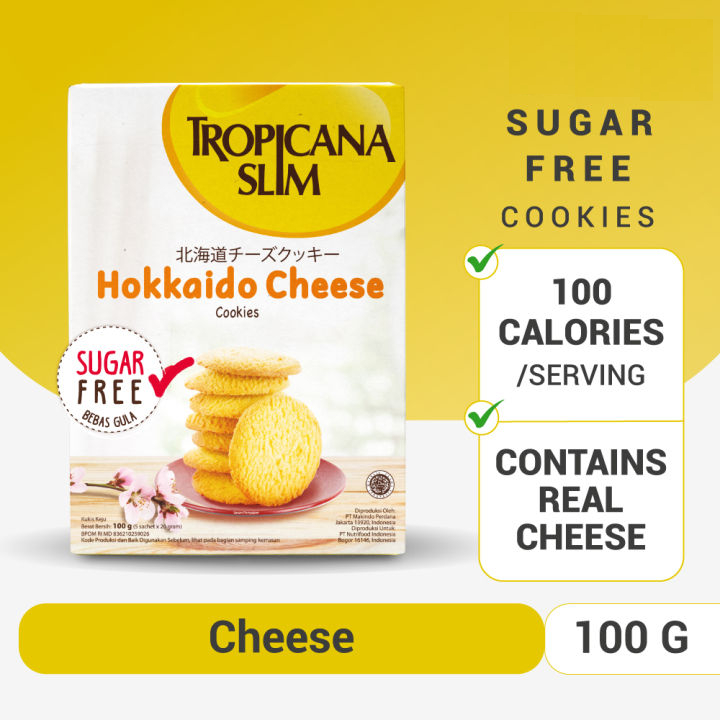 

Tropicana Slim Hokkaido Cheese Cookies 100g (5 sachet x 20g) - Snack Sehat Bebas Gula