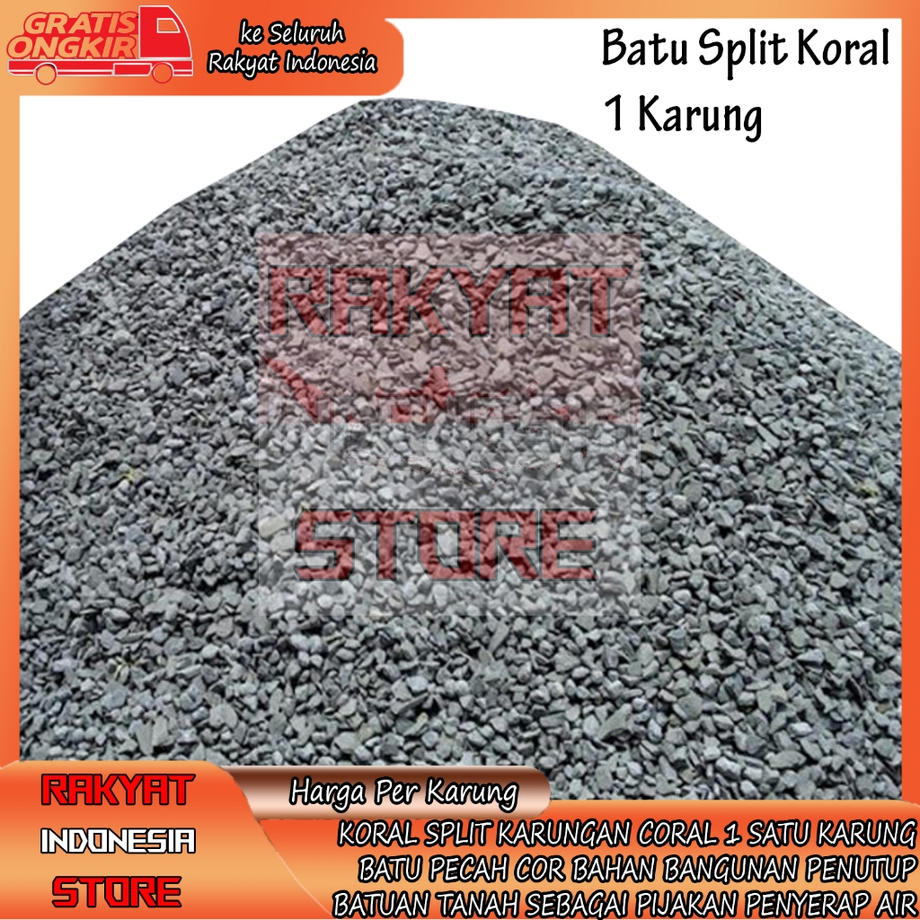 [Kargo] Koral Karungan Batu Cor Kerikil Krikil Coral 1 Satu Karung Krekel Bahan Bangunan Penutup Tan