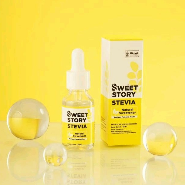 

ORIGINAL Sweet Story Stevia Cair Pemanis Alami Pengganti Gula 0 KALORI 0 GULA (BPOM dan HALAL) 15 ML