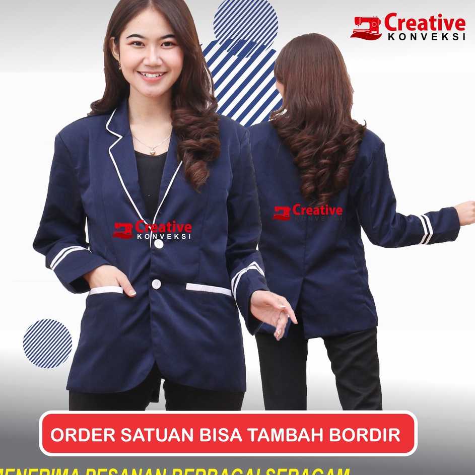 Stock baru COD (BISA TAMBAH BORDIR) Jas Sekolah navy lis putih BISA TAMBAH BORDIR OSIS , Spesialis J