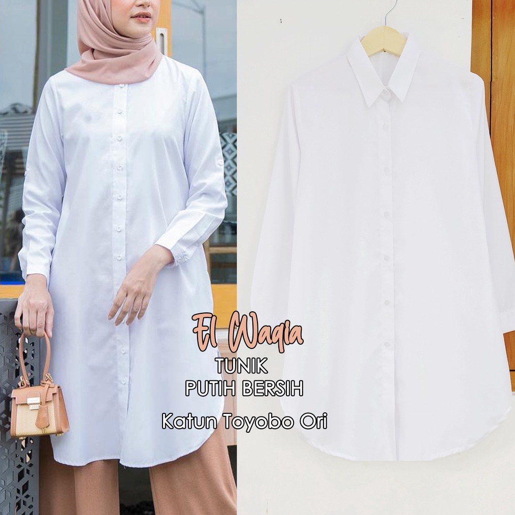 Original Alila Tunik Putih Bersih Katun Toyobo Baju Kerja Putih Tunik Putih Jumbo 