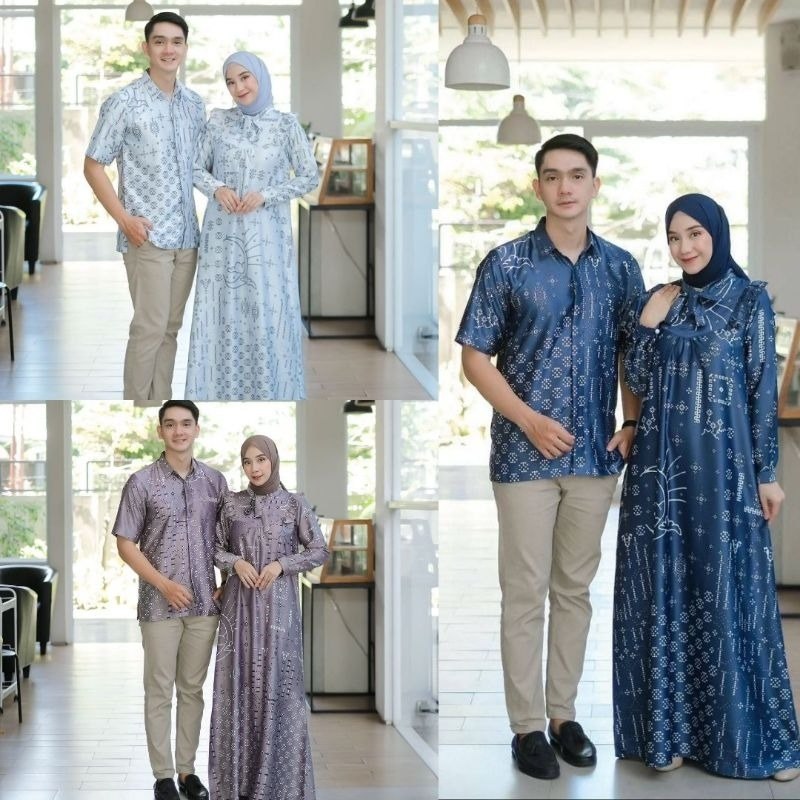 baju muslim kekinian capel coupel pasangan gamis // kemeja pria kondangan pernikahan kekinian