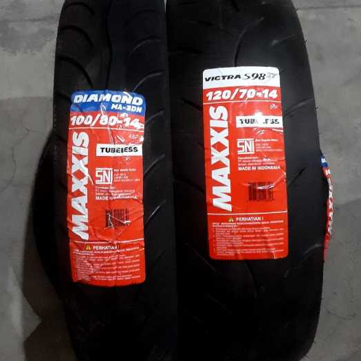 Ban Maxxis 100/80-14 Diamond & 120/70-14 Victra S98 Tubeless PCX 150 Depan Belakang