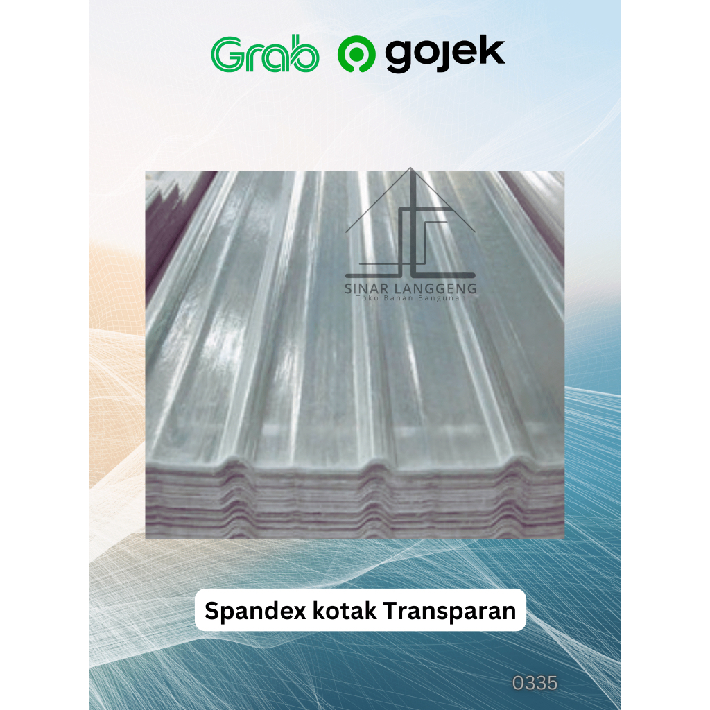 (Min 5 lbr) Spandek Atap Polycarbonate / Spandex Transparan 3mtr x 0.75mm