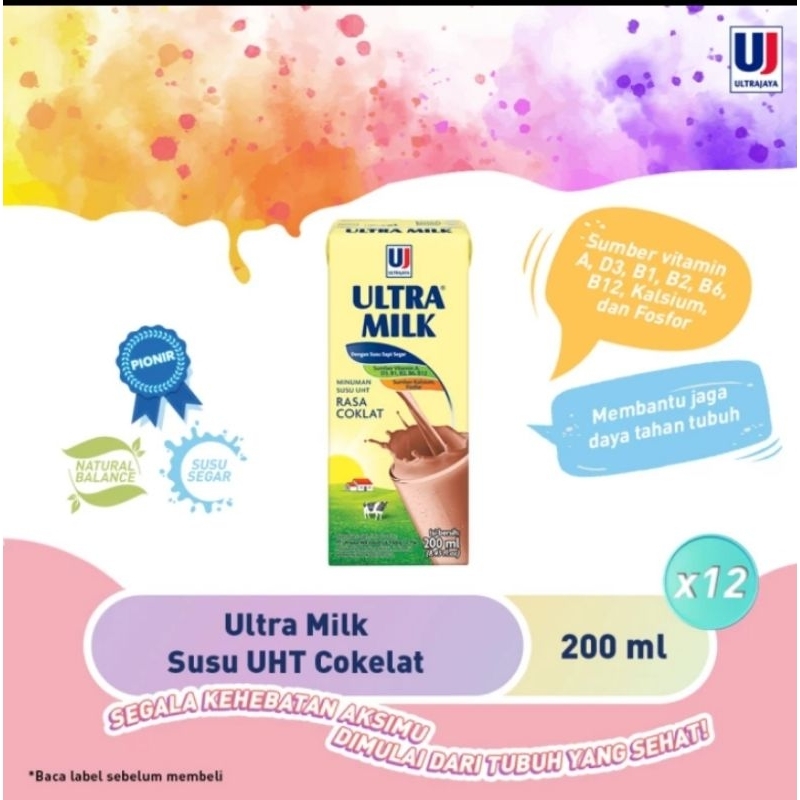 

Ultra rasa Coklat 200ml UHT (paket isi 12 psc)