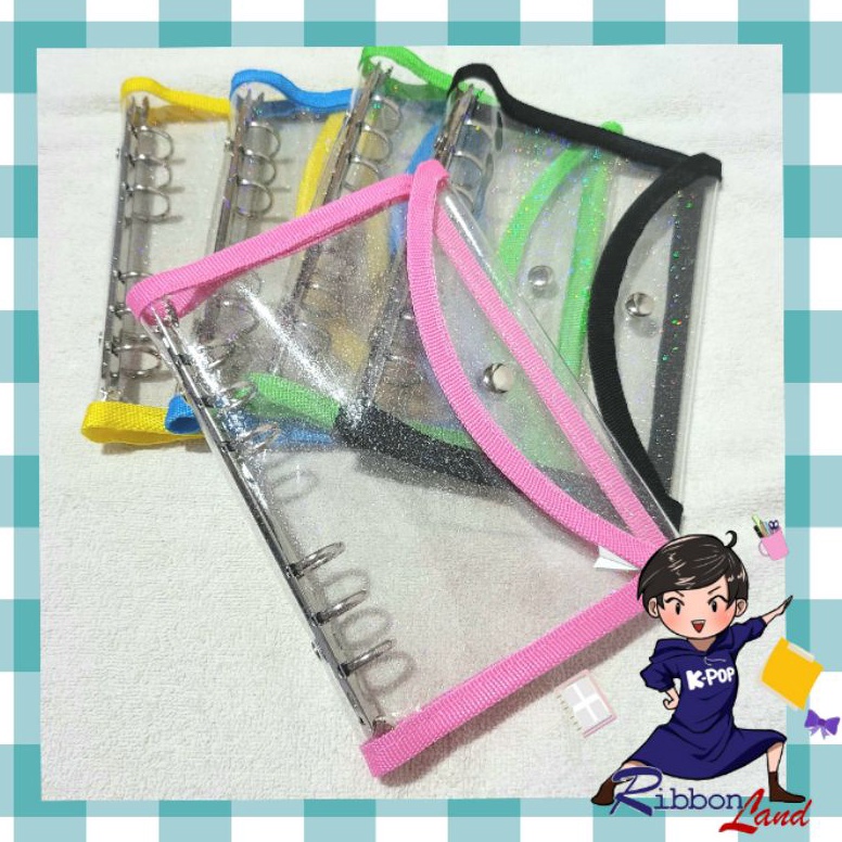 

Terlaris.. A6 Binder Glitter Bening Bentuk Amplop / Envelope Cover Glitter Transparan HAI