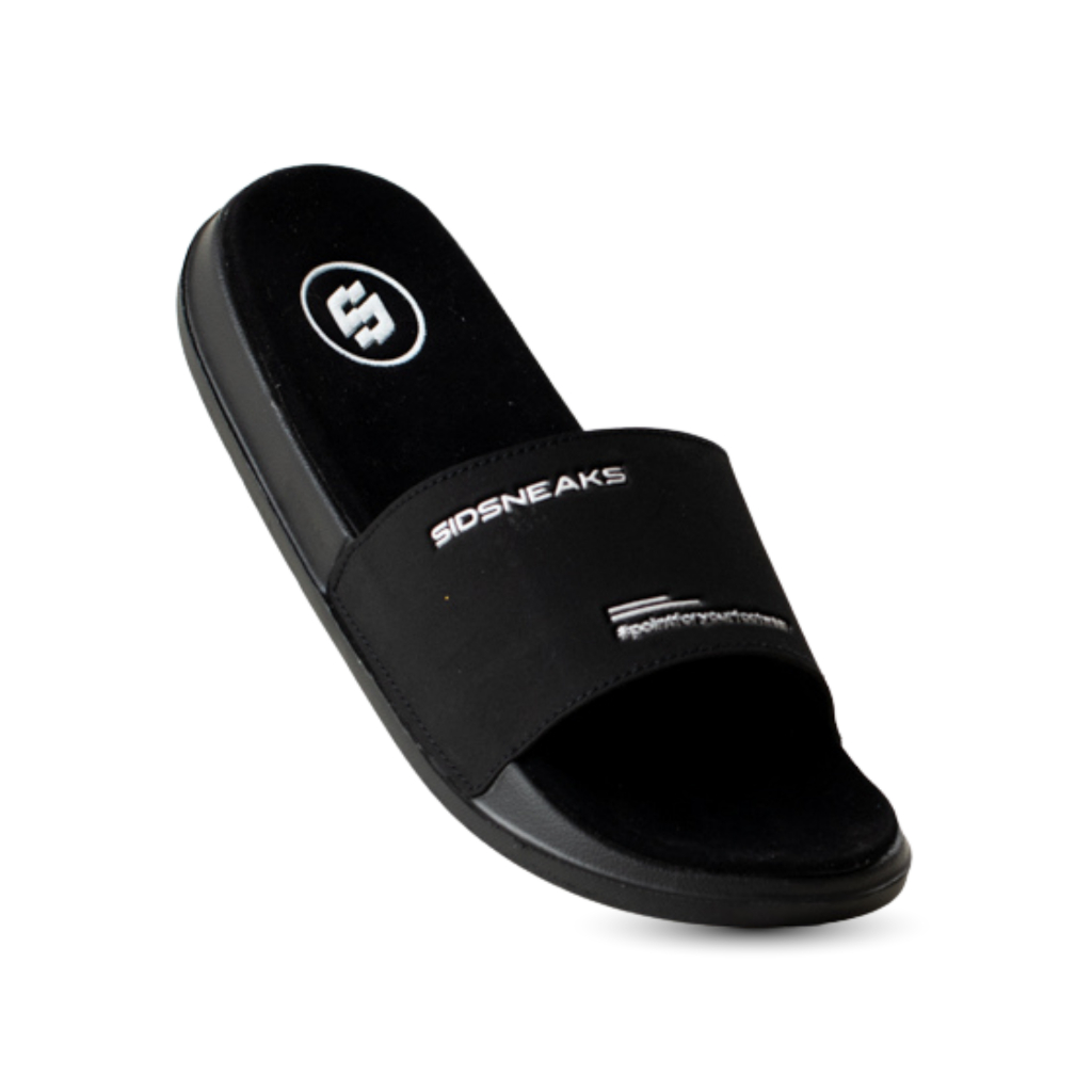SIDSNEAKS - Sandal Slide Pria - Sidslide Hayday - Suede Black White