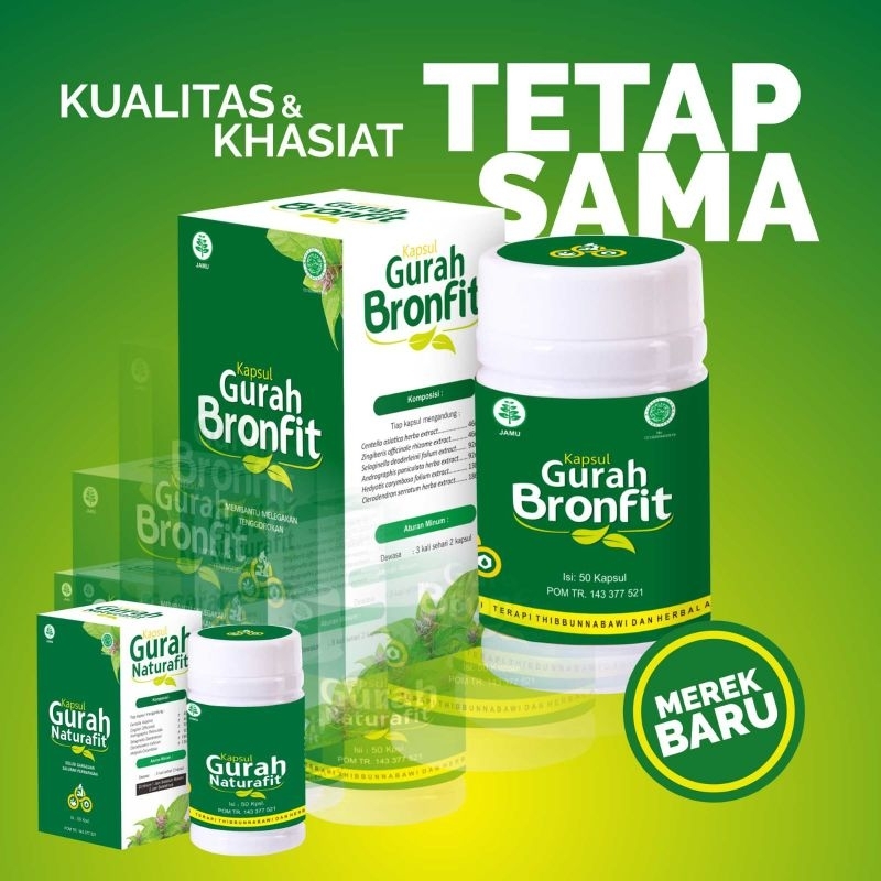 Gurah Bronfit 100%Original [Isi 50 Kapsul] Obat Paru-Paru, TBC, Batuk Menahun Pelega Tenggorokan