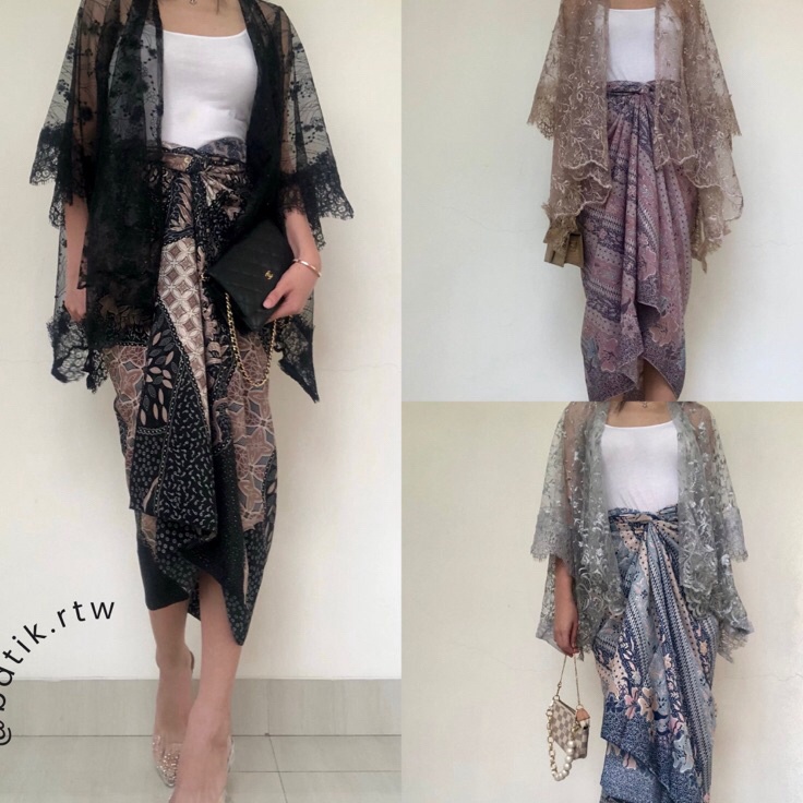 Dikirim secepatnya Outer Cardigan Hijab Batik Kebaya Tille (OUTER SAJA)