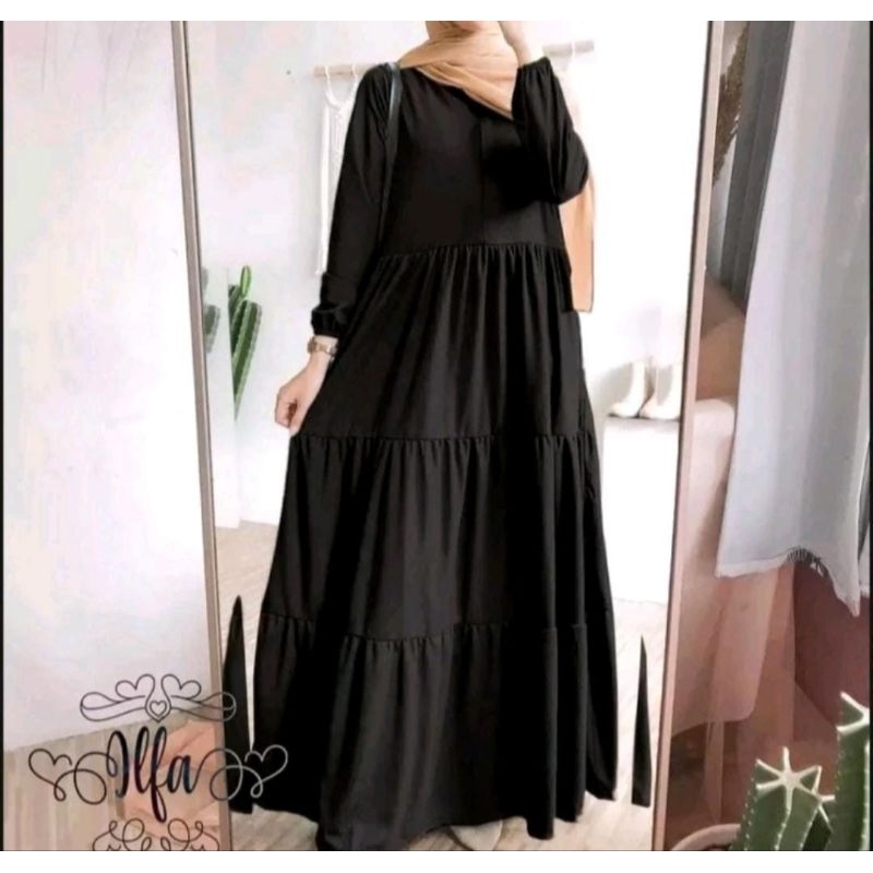 PROMO / BAHAN PREMIUM / Promo/Gamis Rempel Tiga Susun Terlaris 2024/Gamis Canda Rempel Premium/Gamis