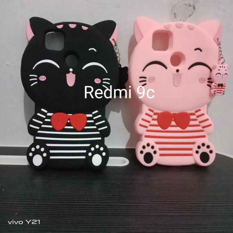 Casing Xiaomi Redmi 9C Soft Case 3D Mini Cat Karakter Kucing Pelindung Handphone Karakter