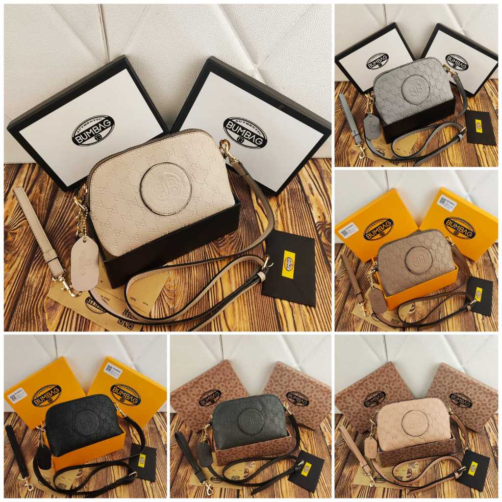 BUMBAG - CLUTCH OVAL SELEMPANG FREEBOX - Tas Selempang Wanita Import Oval Bulat Sling Bag Terbaru Ke