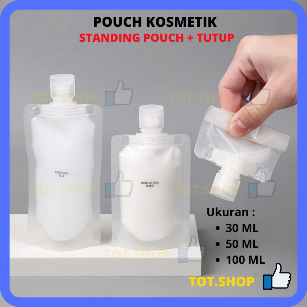 POUCH KOSMETIK Standing Pouch Spout Kosmetik + Tutup Travel Pouch Packaging Kosmetik Kantong Plastik