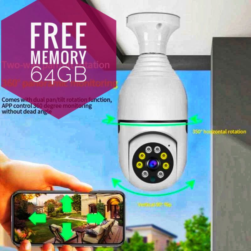 8mp 1080p HD Cctv indoor FREE MEMORY 64GB Cctv bohlam kualitas terbaik