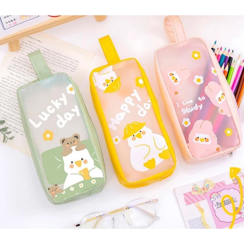 

Tempat Pensil / Kotak Pensil Korea Pouch PVC Pencil Case / Pen Case Besar Kartun