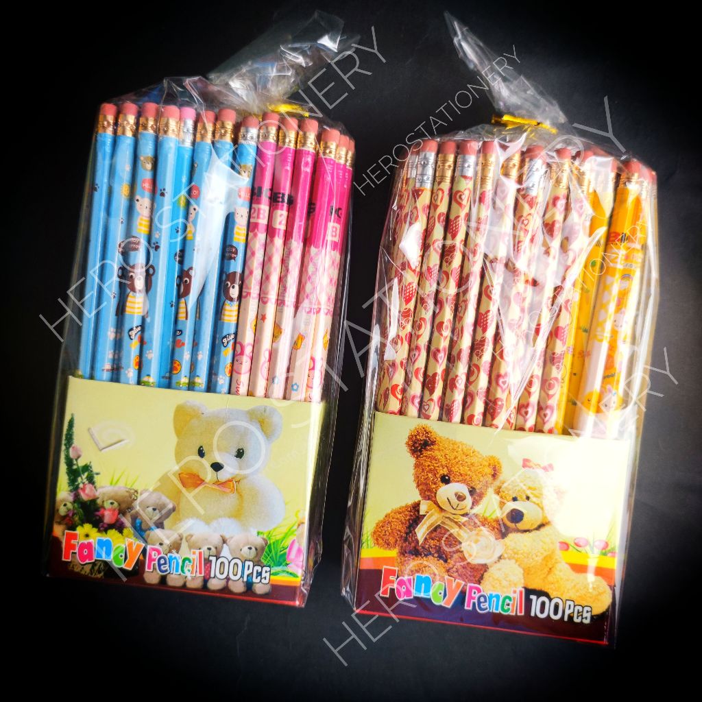 

Pensil motif fancy dengan penghapus karet box isi 100 unit