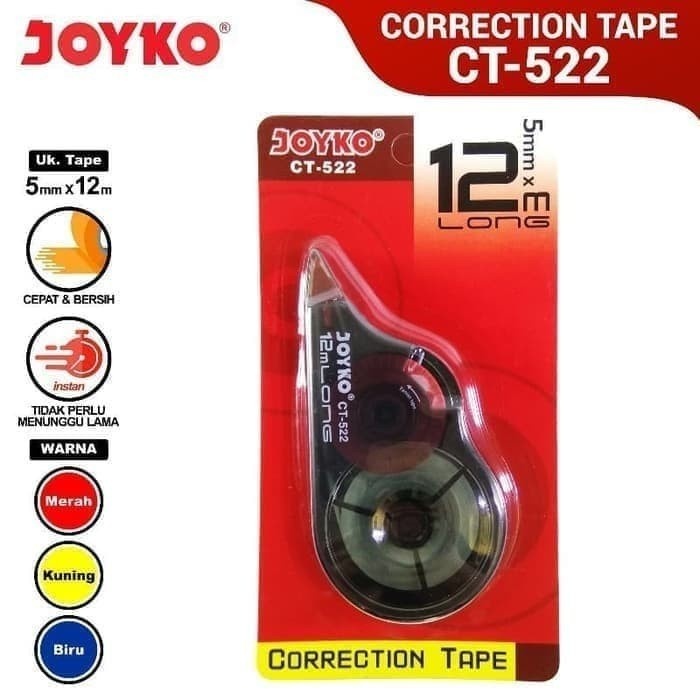 

Correction Tape Joyko CT-522 12 Meter / Tip-Ex Kertas Rol CT 522 Pita Koreksi