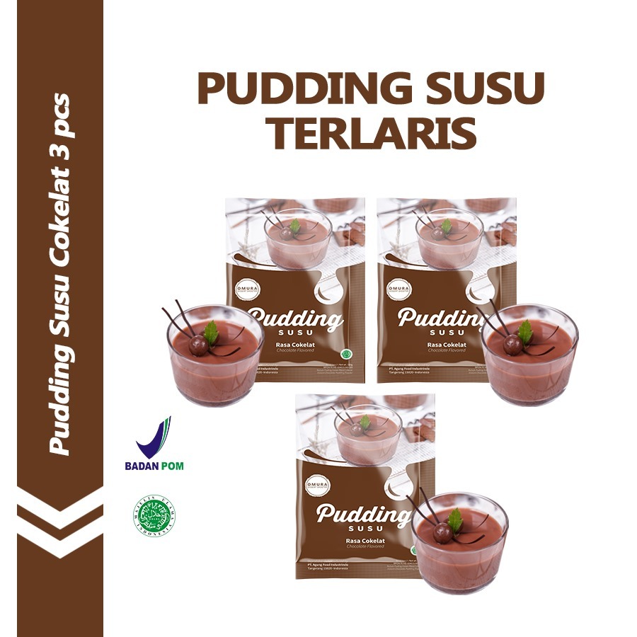 

[BUNDLE 3 PCS] Pudding Susu Mix Gula Rasa Cokelat / Chocolate Puding Sutra Dessert Instant Omura Powder