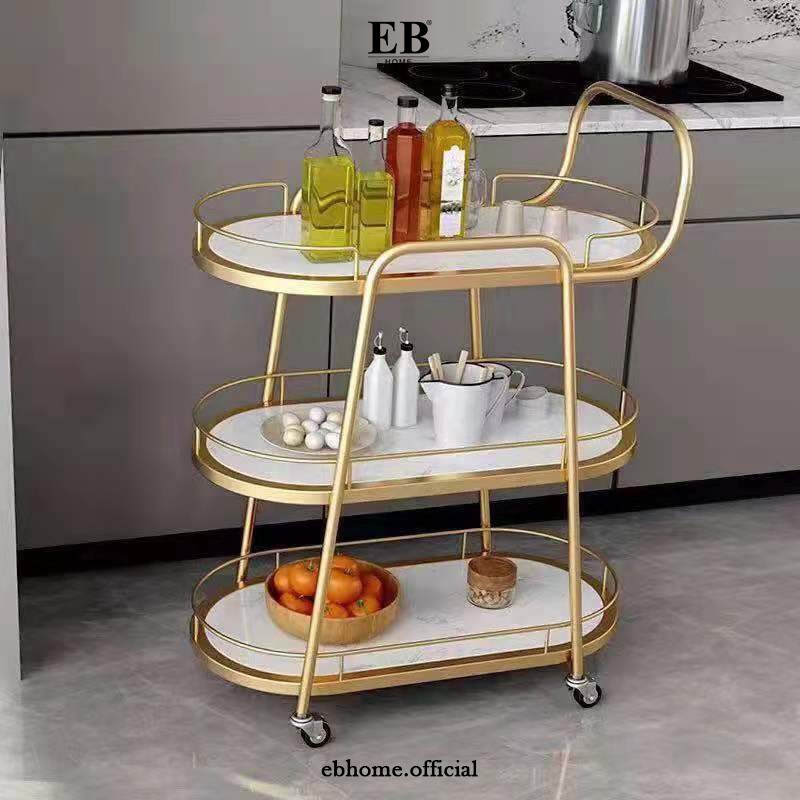 Rak Dorong Susun Troli Marmer / Gold Bar Serving 157