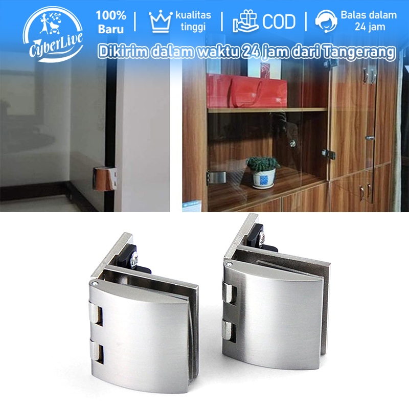 Engsel Jepit Pintu Lemari Zinc Alloy Glass Cabinet Side Hinge Lemari Kaca
