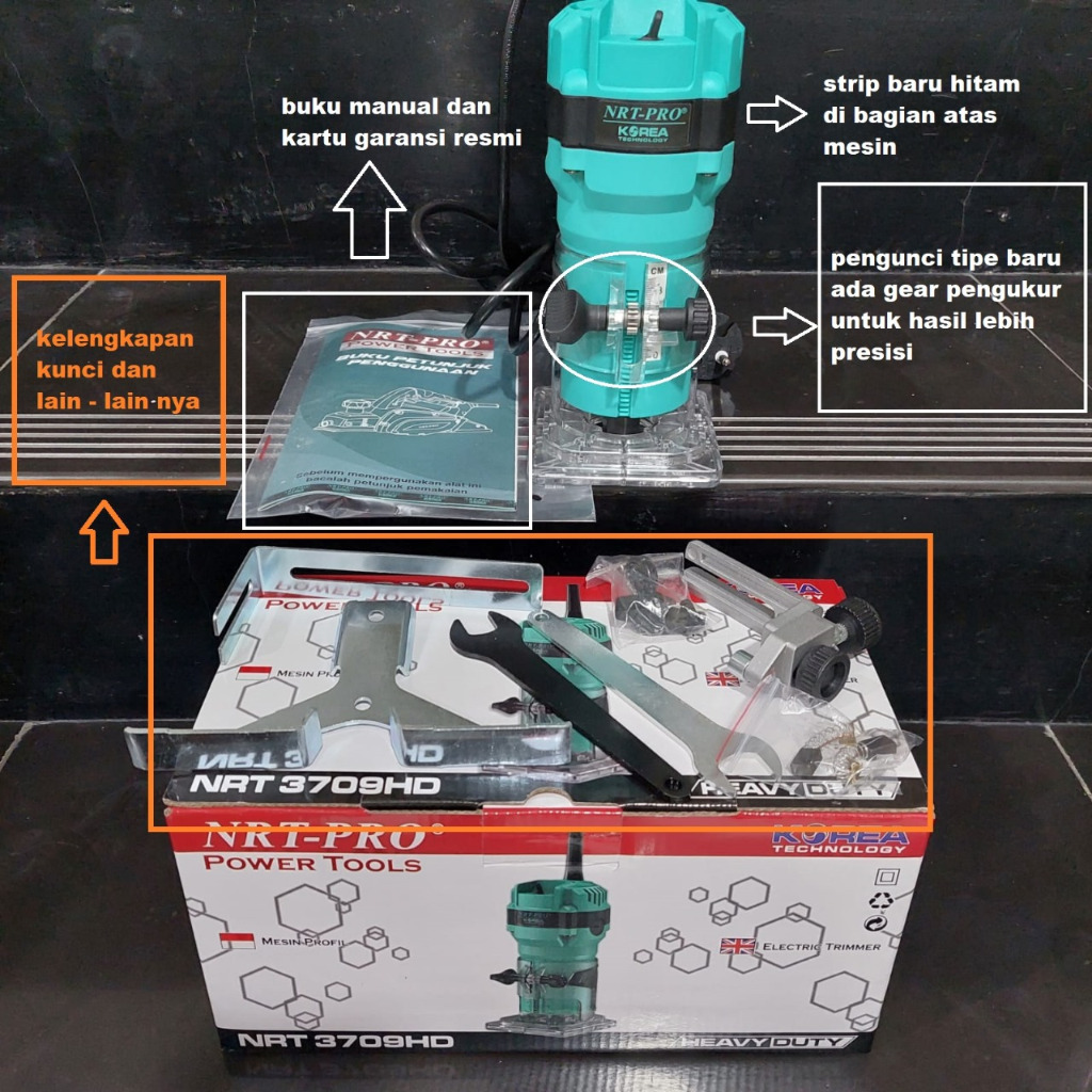 Trimmer NRT- Pro 3709 HD/ Mesin Trimmer New Gen/ Mesin Profil Router Trimer HD/ Electric Router NRT