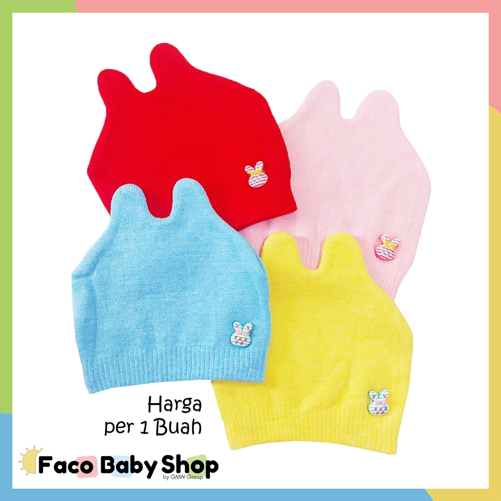 B255 Topi Bayi Lucu Imut Babies Hat Baby Girl Kupluk Cewek Anak Perempuan Colorful Red Pink Blue Yel