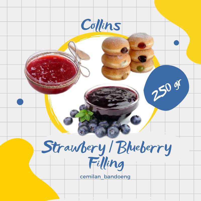 

COLLINS STRAWBERRY / BLUEBERRY FILLING KEMASAN 250GR