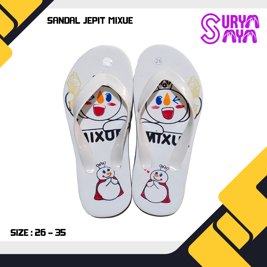 Kodian 20pcs Sandal Jepit Anak Unisex Mixue Varian Warna Sendal kekinian Berkualitas