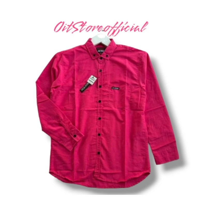 Kemeja Polos Warna Fuchia / Pink Fanta Lengan panjang