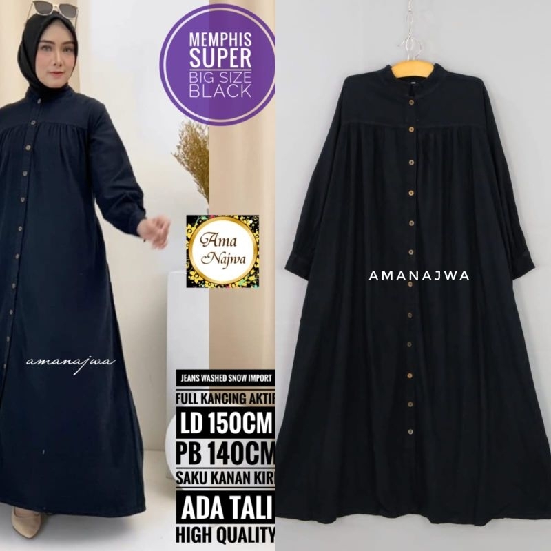 LD 150 Baju Gamis Jeans Washed Import MEMPHIS SUPER BIG SIZE