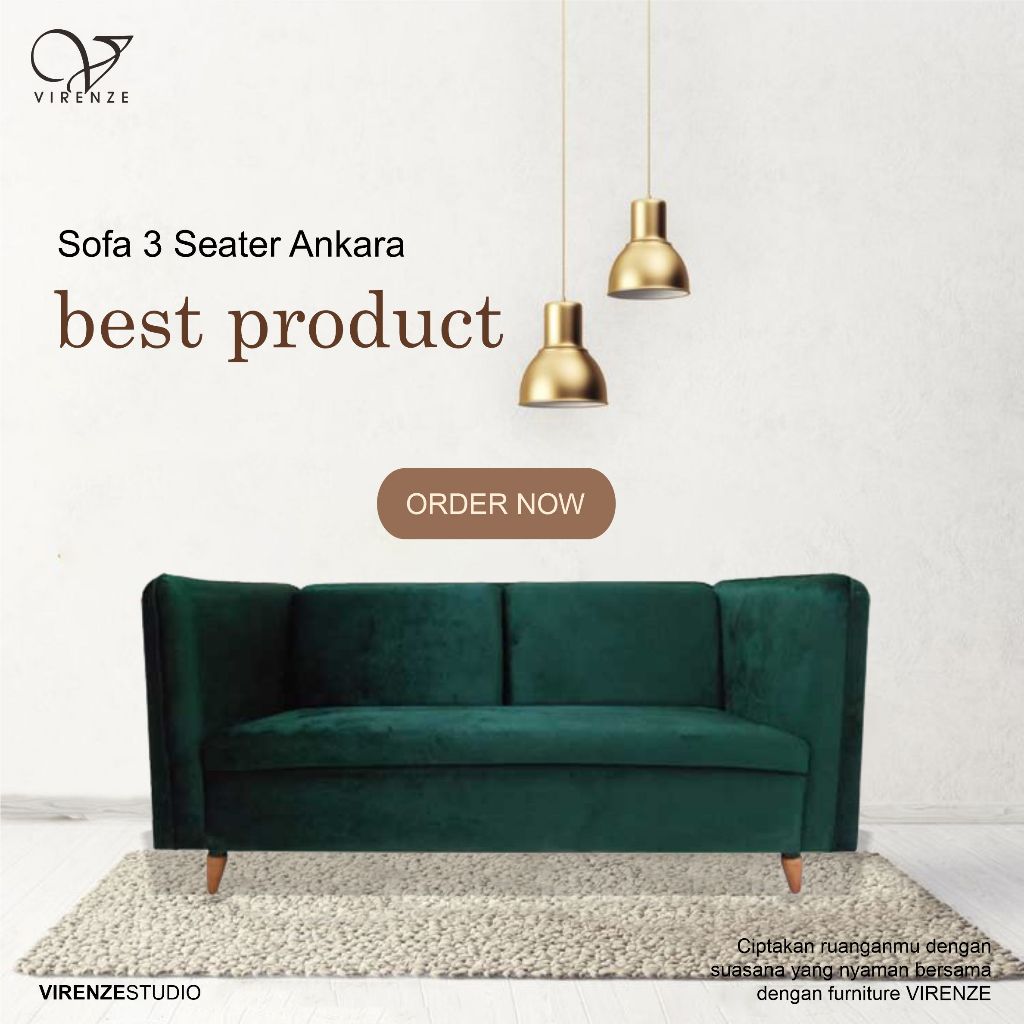 Sofa 3 Seat Ankara Virenze Jakarta Bogor Sentul Bekasi Cikarang Kawarang Tangerang Bandung Purwakart