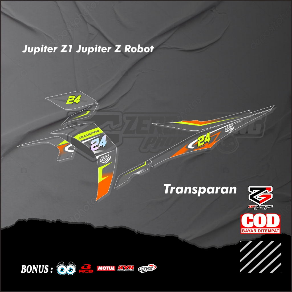 Striping Stiker Transparan UV Jupiter Z1 List Variasi Sticker Motor Stiker jupiter z1 robot burhan