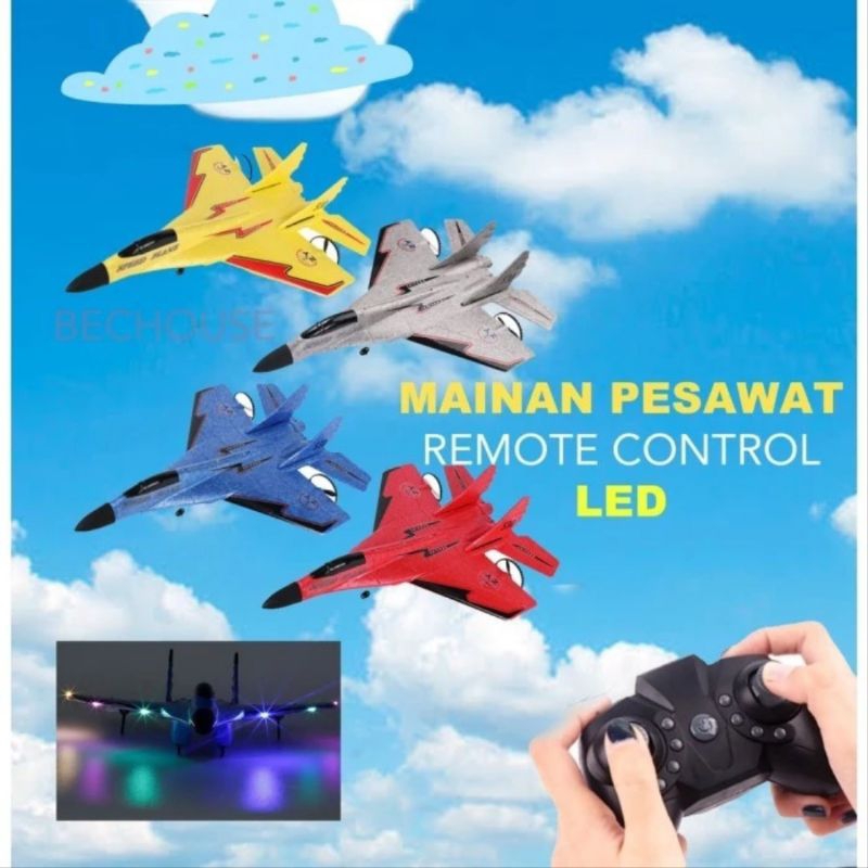 Mainan Pesawat Remote Control SU-27 - RC Plane Foam LED Anak Laki - RC Jet