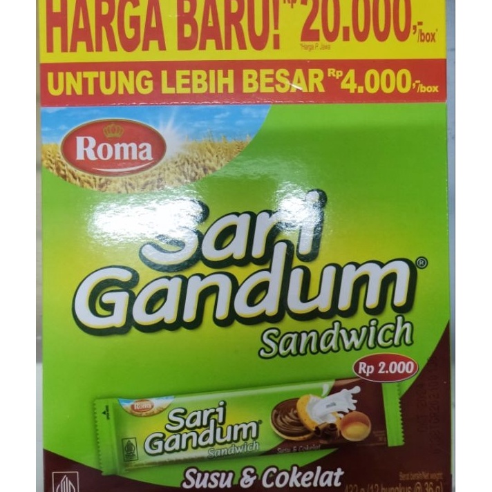 

Harga Murah ROMA SARI GANDUM COKLAT BOX [ 12x39 GR ] ➢❈