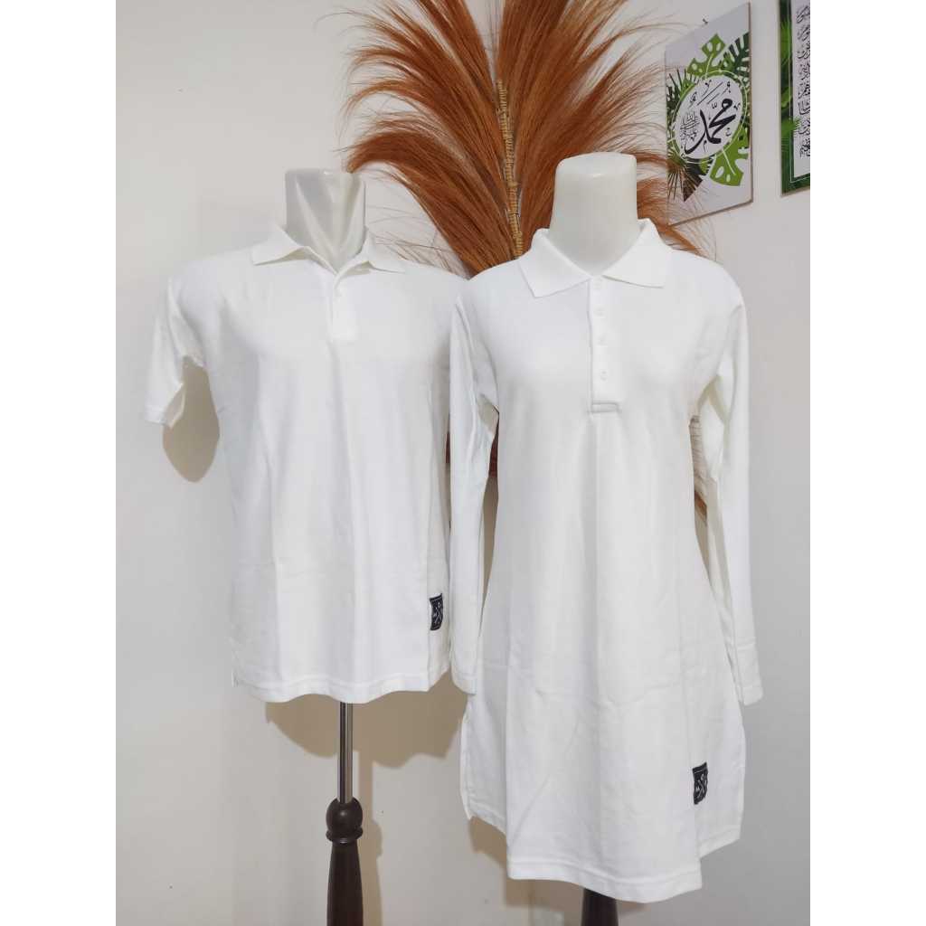 Kaos Krah S - 4XL Couple Warna Putih Tulang Cowok lengan pendek Cewek lengan panjang tunik muslimah 