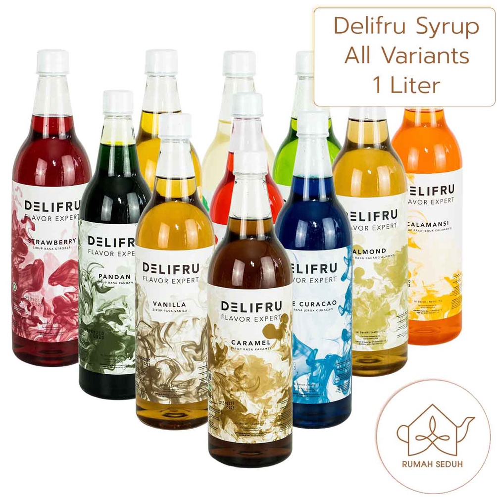 

49 1L Sirup Delifru : Hazelnut Vanila Raisin Blue Curacao Lychee Mango Premium Syrup 1000mL 43