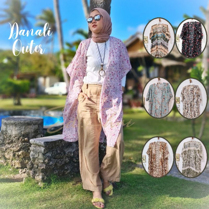 pakaian luaran wanita cardie jumbo panjang long outer dress kondangan dan kasual motif bunga