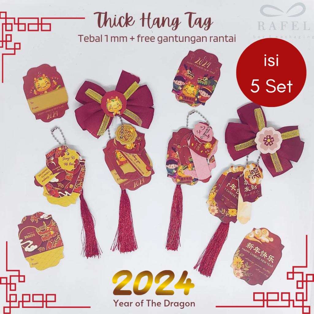5 Set Hang Tag Tebal Imlek Thick Tag Pita Jadi Chinese New Year