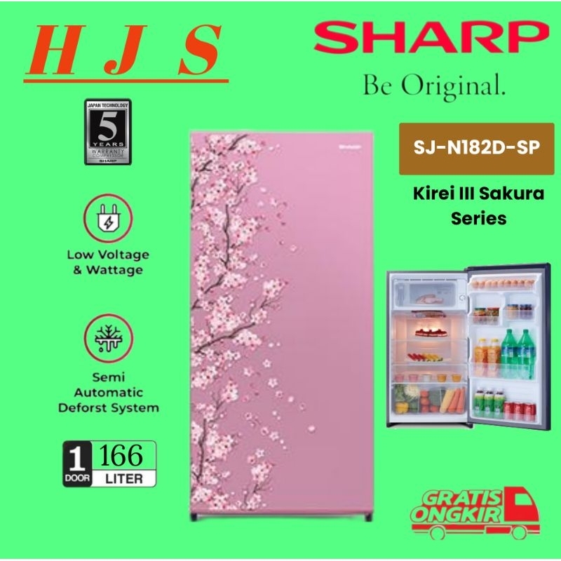 KULKAS SHARP 1 PINTU SJ-N182D-SP/ SJ-N182/SJ-182 166L - [ Pink ]