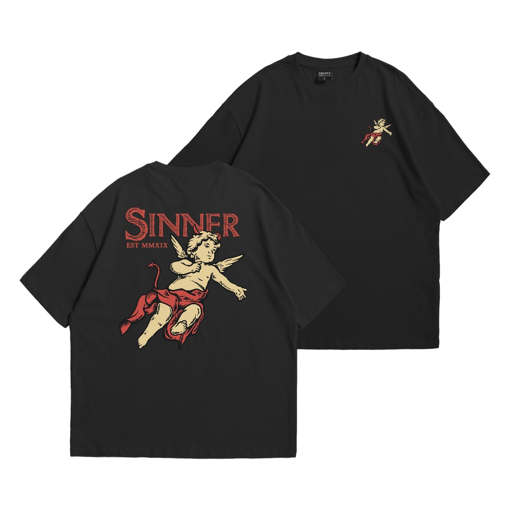 Ribsgold Kaos Pria Oversize Tshirt Graphic Pria Katun - Sinner