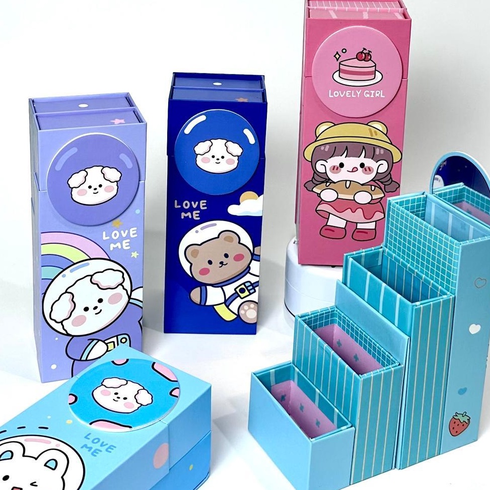 

Hemat BOS Kotak Pensil Karton Berdiri Tingkat/Tempat Pensil Anak Sekolah