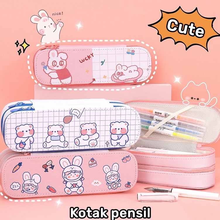 

Dapatkan Kotak pensil 2 susun motif kelinci karakter lucu kartun Tempat pensil pulpen 2 layer Korean style pencil case rabbit Tingkat tempat alat tulis anak perempuan