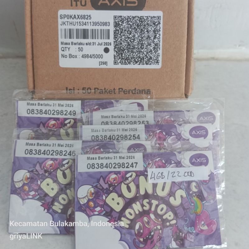 kartu perdana AXIS segel belum registrasi