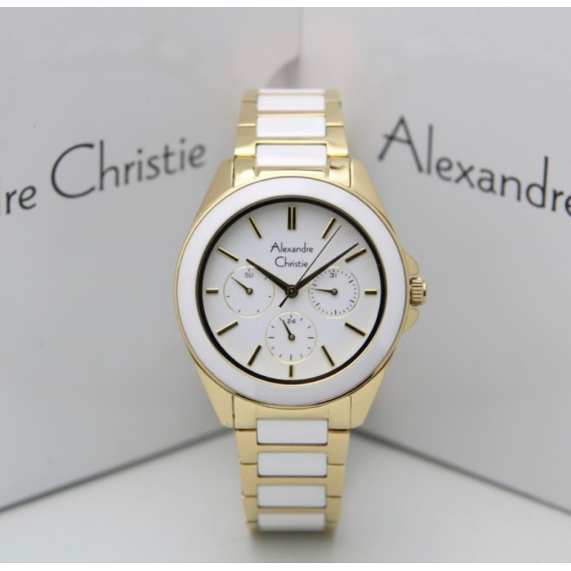 jam wanita alexandre christie 2904 white gold