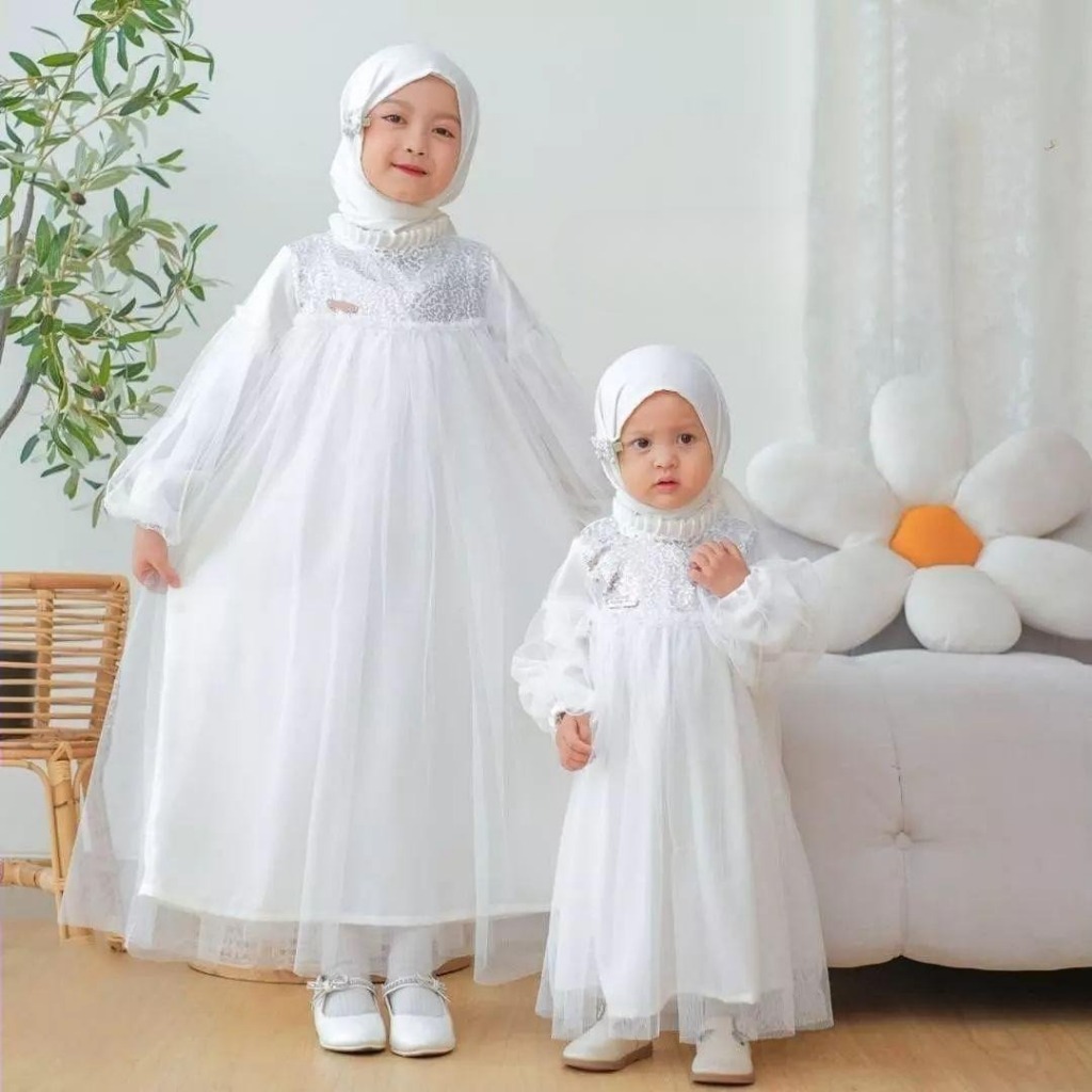 Gamis Anak Perempuan Azura Syari Kids KF (Free Hijab) Bahan Kain Shakila Mix Tile Baju Muslim Anak B