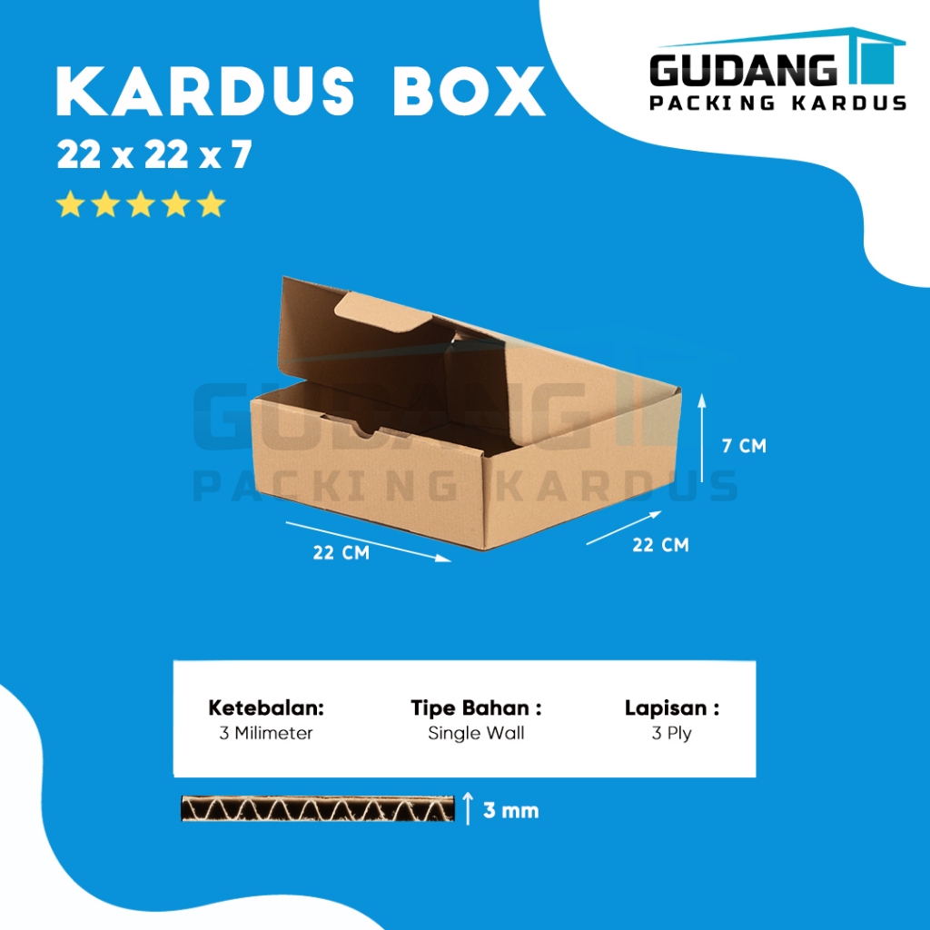 

Box Diecut Kardus Pizza Polos 22 X 22 X 7 cm