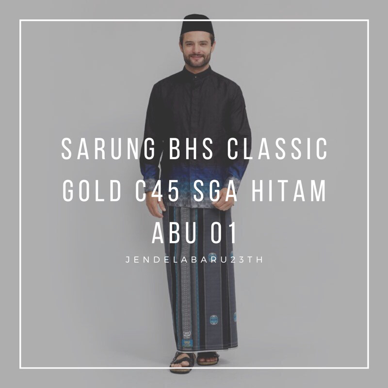 SARUNG BHS CLASSIC GOLD C45 SGA HITAM ABU 01