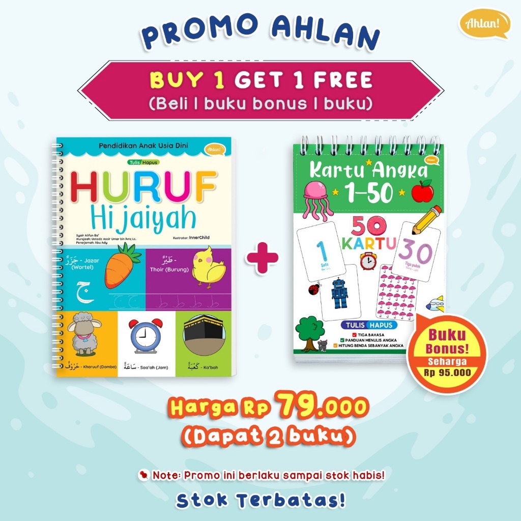 

*ready stock* buku Tulis Hapus Hijaiyah Bonus Kartu Angka 1-50