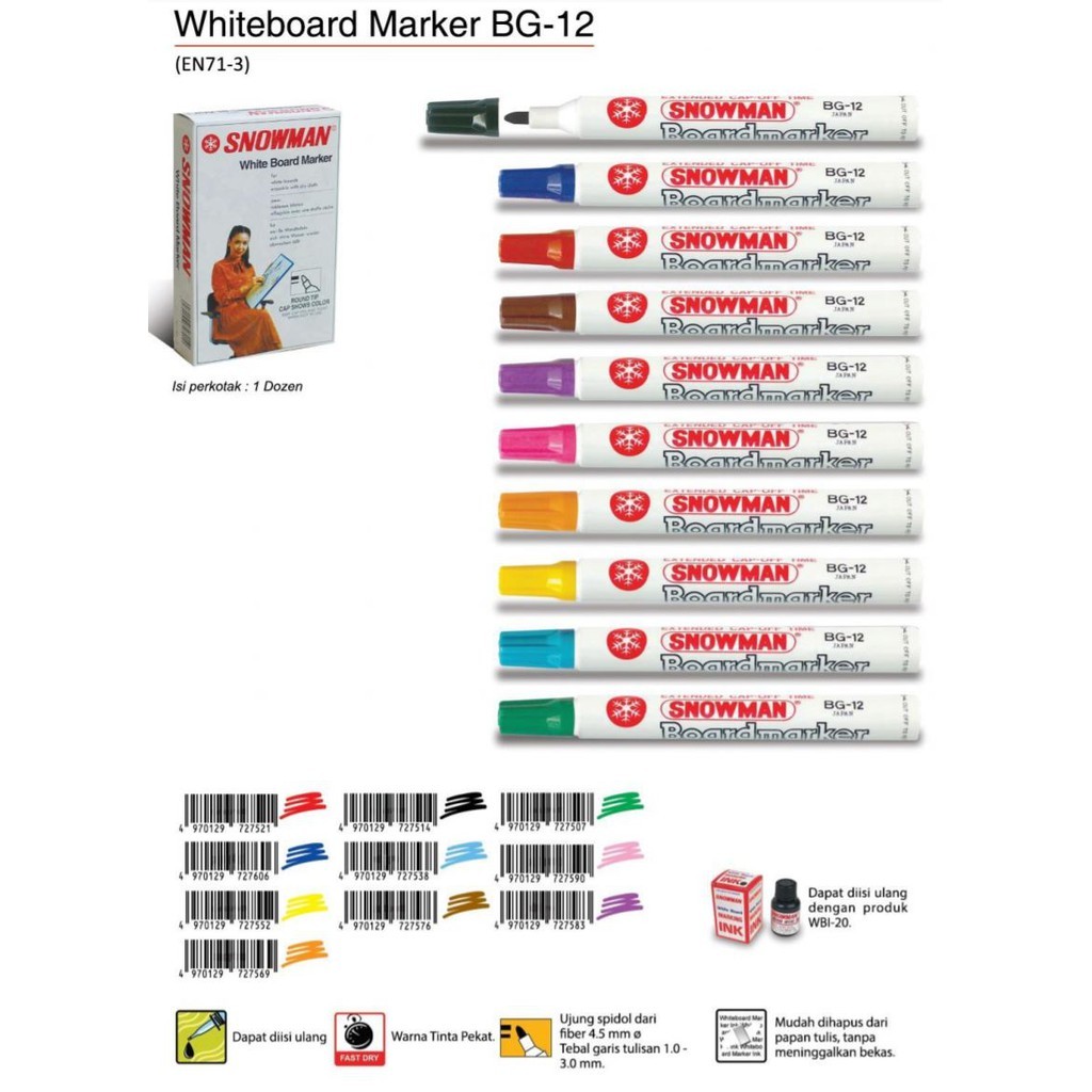 

Spidol Whiteboard Snowman BG 12