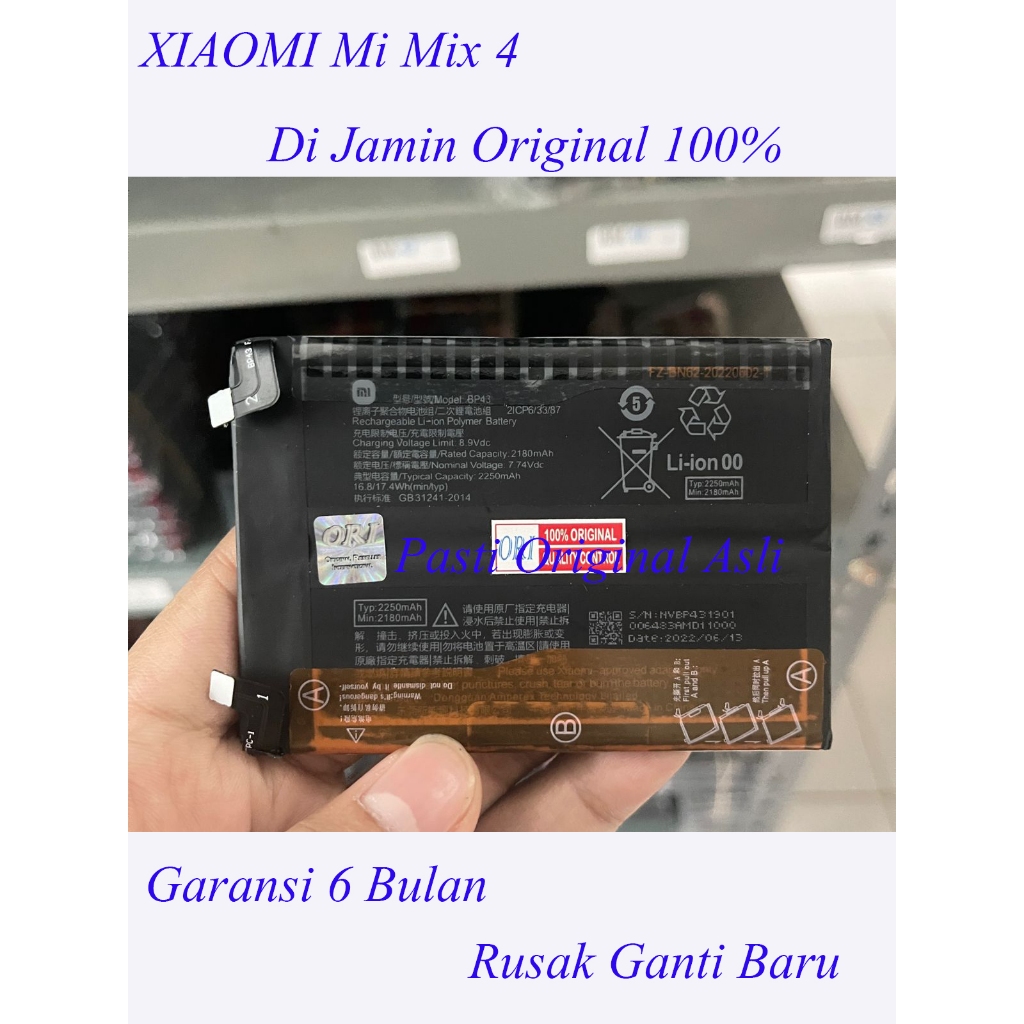 Baterai Battery XIAOMI Mi Mix 4 Mi Mix4 BP43 Original 100%